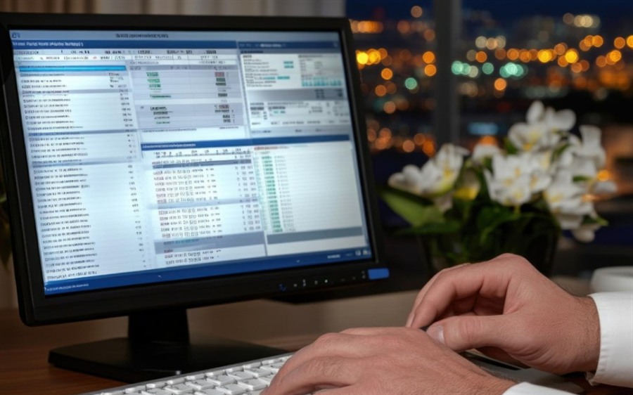 Accounting Software context with finance professionals collaborating in a modern office.