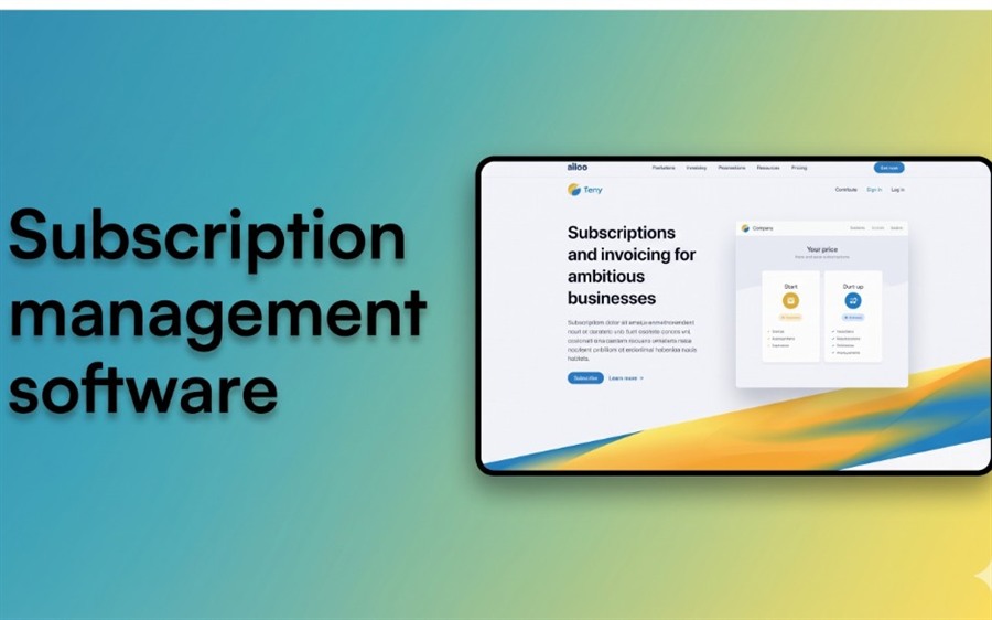 Subscription Management software visual with subscription billing and invoicing dashboard context.